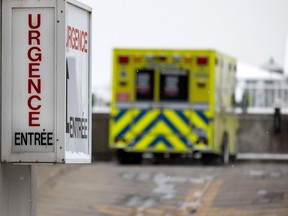 an ambulance is seen outside an emergency ward