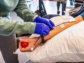 A blood donation Héma-Québec's Globule blood donor clinic.