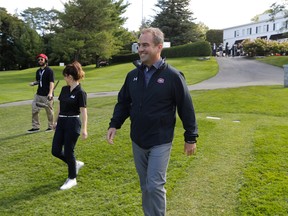 The Montreal Canadiens held their annual charity golf tournament at Laval-sur-le-Lac Golf Club on Monday September 9, 2019. Montreal Canadiens president Geoff Molson heads to the rendezvous point at the club.