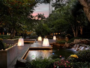 Are we still downtown? Part of the Sheraton Center Toronto resembles a resort with its indoor and outdoor pools, expansive gardens and waterfall.
