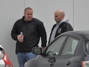 A photo of hit man Frédérick Silva, left,  and Giovanni Presta taken while Silva was under police surveillance.
