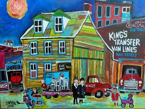 Michael Litvack's painting depicts King's Transfer Van Lines' 97 years at Duke and Eleanor Sts. in Griffintown before the company moved to Dorval three years ago.