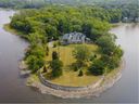 This Senneville property at 290 Senneville Rd.  is listed at  million and sits on just over 19 acres of land on a private peninsula overlooking the Lake of Two Mountains.