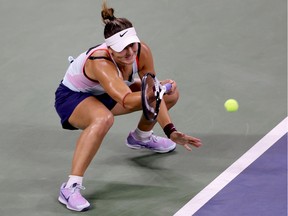Bianca Andreescu of Canada returns a shot against Caroline Garcia of France during their Women’s Singles Third Round match on Day 5 of the 2022 U.S. Open at USTA Billie Jean King National Tennis Center in New York on Sept. 2, 2022.