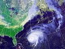 This Friday, September 23, 2022, photo shows Hurricane Fiona heading north across the Atlantic Ocean.
