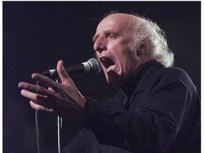 Singer Gilles Vigneault performs during a benefit concert in Montreal in 1996. About a dozen Quebec songwriters, including Vigneault, signed an open letter denouncing SOCAN's calculations.
