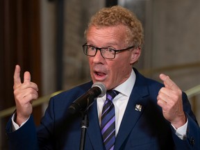 Coalition Avenir Québec candidate Jean Boulet responds to reporters.