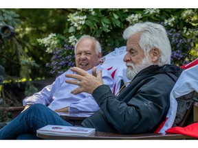 Terry (Aislin) Mosher and Canadiens great Yvan Cournoyer, left, in Blainville on Aug. 27, 2022.