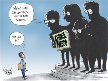 Cartoonists killed at Charlie Hebdo by terrorists.