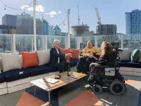 Montreal’s Hôtel Monville prides itself on having first-rate accessible facilities. From left: Bruno Ronfard, the new director of  accessible-tourism authority Kéroul; Isabelle Ducharme, chairwoman of Kéroul’s board; and Marie-Claude Lépine, who trains tourism workers.
