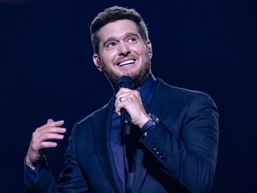 Michael Bublé performs at the Bell Centre in Montreal Tuesday Oct. 18, 2022.