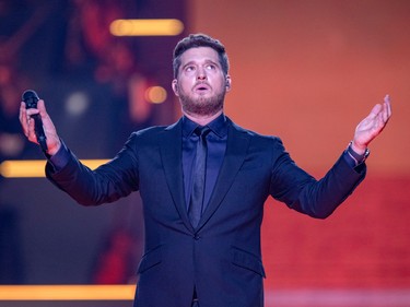 Michael Bublé performs at the Bell Centre in Montreal Tuesday Oct. 18, 2022.