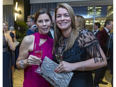 Board member Sonia Gagnon, left, with Caroline Girard at a fundraiser cocktail for La Fondation immobilière de Montréal pour les jeunes at the Queen Elizabeth Hotel in Montreal on Friday, Oct. 21, 2022.