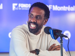 Manager Wilfried Nancy speaks to the press at the club's training facility, Centre Nutrilait, in Montreal Tuesday, October 25, 2022. CF Montréal held a media availability to talk about the 2022 season.