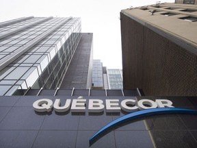 Quebecor headquarters are shown during the company's annual general meeting in Montreal, Thursday, May 12, 2016.