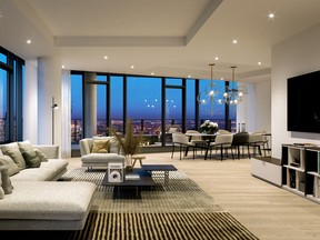 The living and dining space in one of the 25 penthouses. SUPPLIED