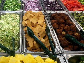 Tofu (centre) along with other food at a store is seen in this file picture.