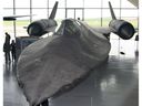 A Lockheed SR-71 Blackbird spy plane in a UK museum. 