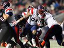 Montreal Alouettes running-back William Stanback runs with the ball during second half against the Ottawa Redblacks in Ottawa on Oct. 14, 2022.