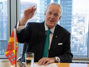 Former prime minister Brian Mulroney speaks during an interview in Montreal, Tuesday, Oct. 25, 2022.
