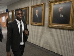Joseph-Christopher Luamba arrives for his court challenge Monday, May 30, 2022 in Montreal.