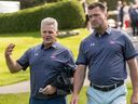 Montreal Canadiens alumnus Chris Nilan, left, and Stéphane Richer during the team's annual charity golf tournament at Laval-sur-le-Lac on Sept. 9, 2019. 