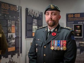 Canadian Armed Forces Capt. Alan Vincent at the permanent exhibition at the Royal Montreal Regiment Armoury Museum in Westmount.