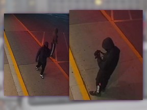 Surveillance camera images show two suspected of being involved in arson attempts at a Chomedey restaurant.