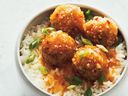 These orange ginger sesame meatballs are from Bri Beaudoin's Evergreen Kitchen: Weeknight Vegetarian Dinners for Everyone cookbook.