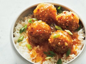 These orange ginger sesame meatballs come from Bri Beaudoin's cookbook Evergreen Kitchen: Weeknight Vegetarian Dinners for Everyone.