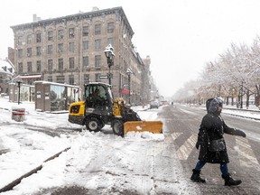 Snow clearing was in full swing in Old Montreal Nov. 16, 2022.