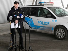 Montreal police Commander Francis Renaud addresses reporters Wednesday.