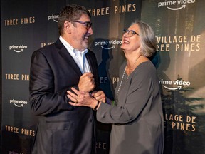 Actor Alfred Molina and author Louise Penny on the red carpet at the première of the Amazon Prime series Three Pines in Montreal.