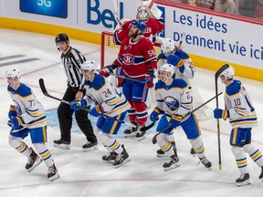 The Buffalo Sabres started off strong with 2 quick goals against the Montreal Canadiens during 1st period NHL action at the Bell Centre in Montreal on Tuesday November 22, 2022.