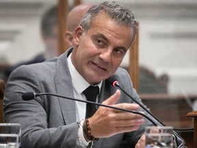 Fady Dagher speaks to Montreal's permanent commission on public security Thursday, Nov. 24, 2022.