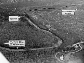 Plan shows construction of Camillien-Houde Way on Mount Royal in 1958. Montreal Gazette files