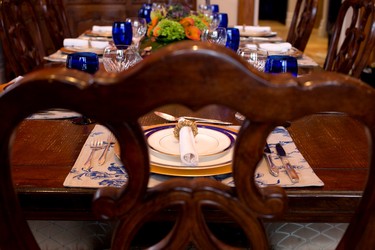 A place set at the main table in the dining room of the completely renovated Braemar home in Westmount on Dec. 13, 2014.