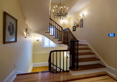 The main staircase in the completely renovated Braemar home in Westmount on Dec. 13, 2014.