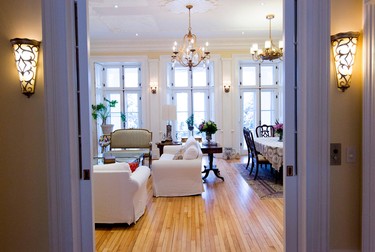 The living room in the completely renovated Braemar home in Westmount on Dec. 13, 2014.