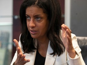 Quebec Liberal Leader Dominique Anglade speaks to the Gazette editorial board in Montreal on Wednesday September 21, 2022.