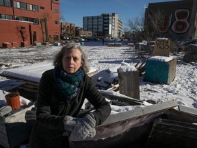 Frances Foster stands in the middle of Gorilla Park, which is Y-shaped and bordered by St-Zotique, St-Urbain, Beaubien and Waverly Sts.