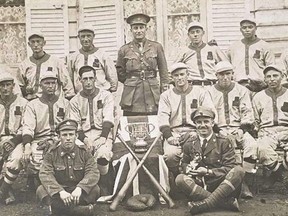 This file photo shows Rankin Wheary (back, right) and the part of the 26th Battalion 1918 2nd Division Champions.