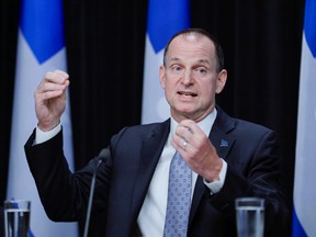 Quebec Finance Minister Eric Girard speaks at the National Assembly in Quebec City on Monday August 15, 2022.