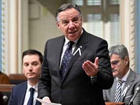 Quebec Premier François Legault speaks as the National Assembly sits for its 43rd legislature, Tuesday, November 29, 2022 in Quebec City.