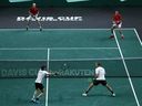 Kevin Krawicz en Tim Butz uit Duitsland spelen tegen Vasek Posposil en Denis Shapovalov uit Canada tijdens de Davis Cup kwartfinale tenniswedstrijd tussen Duitsland en Canada in Malaga, Spanje, donderdag 24 november 2022.