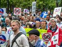 Montrealers gathered at Place Du Canada in Montreal on Thursday May 26, 2022 to protest Bill 96. 