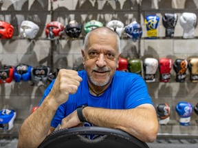 Boxing trainer Russ Anber in his Rival Boxing business in Montreal.