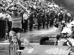 Sweden's Bernt Harry Johansson wins gold in the 1976 Olympic Road Race on Mount Royal on July 26, 1976.