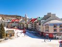 The family-centric condo-hotel complex Sommet des Neiges is steps from the Tremblant gondola.