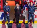 Gideon Zelermyer sings the national anthems before the start of the Canadiens/Jets game at the Bell Centre last week.